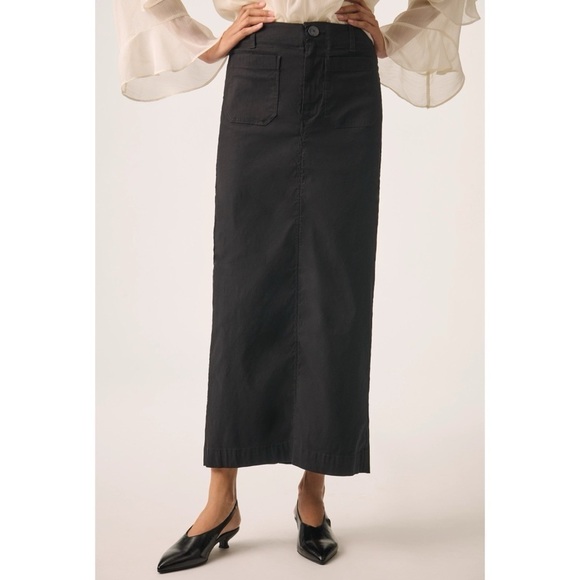 NWT Anthropologie The Colette Maxi Skirt Maeve Linen Edition in Black - Picture 10 of 15
